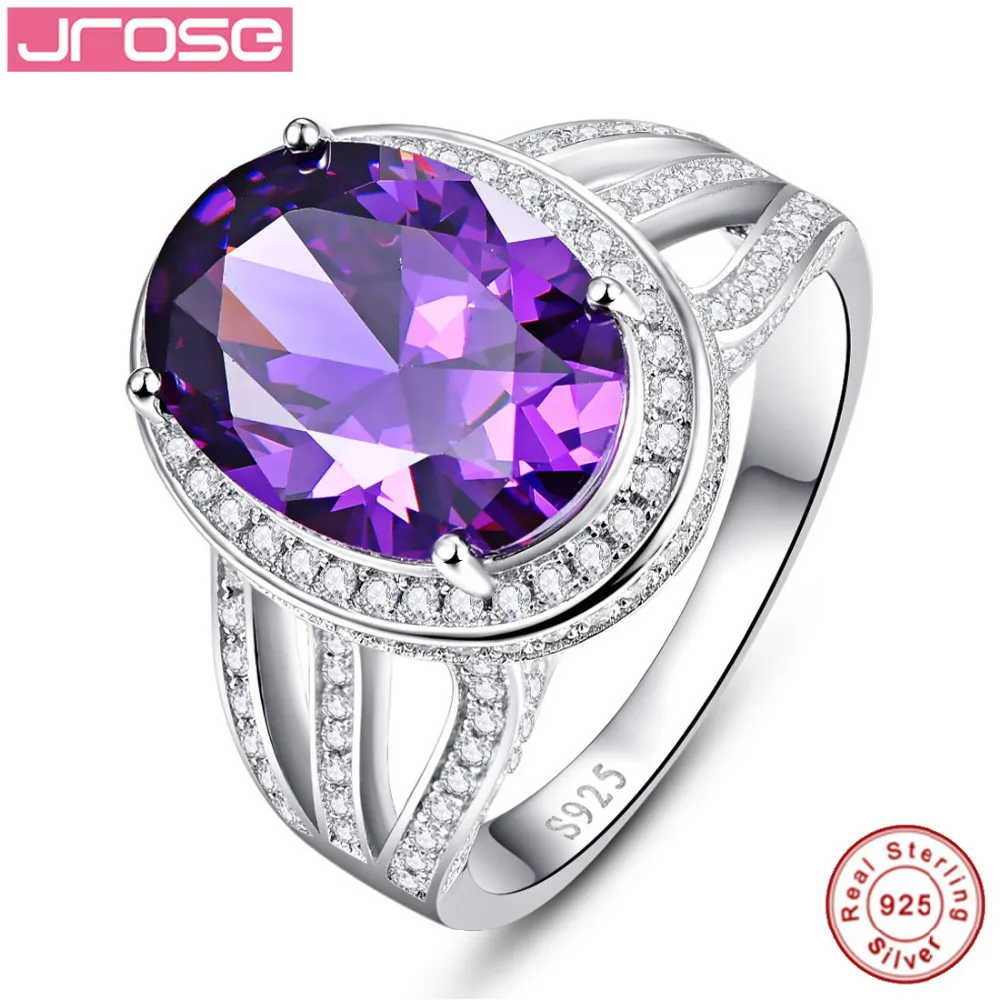 Jrose распродажа хит продаж 10.2ct фиолетовое кольцо твердое 100% Стерлинговое Серебро