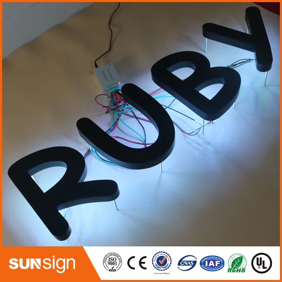 Черная окрашенная металлическая светодиодная подсветка RGB|backlit letters|led backlit
