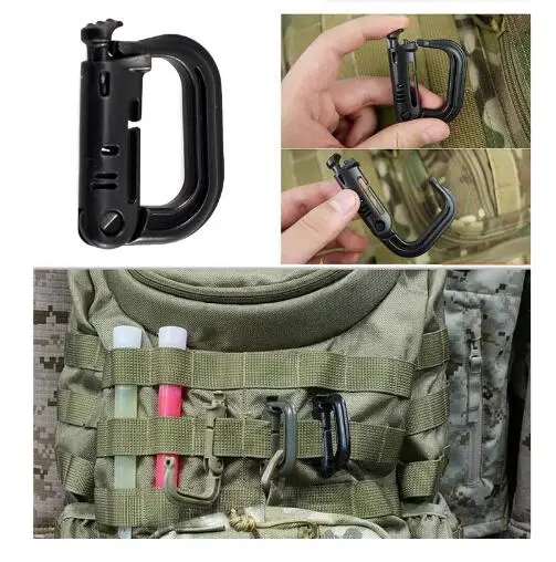 Пластиковый Карабин с D-образным кольцом зажим Molle для рюкзака пряжка