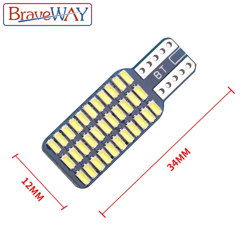 BraveWay T10 Светодиодная лампа для автомобиля CANBUS без ошибок 12В 24В супер яркая зазора