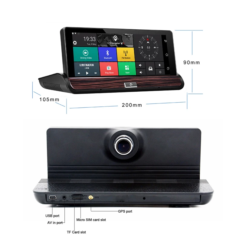 Cemicen Full HD 1080P " ips 3g Wifi Автомобильный видеорегистратор Dash камера Android 5,0 gps навигация видео рекордер Bluetooth двойной объектив видеорегистратор