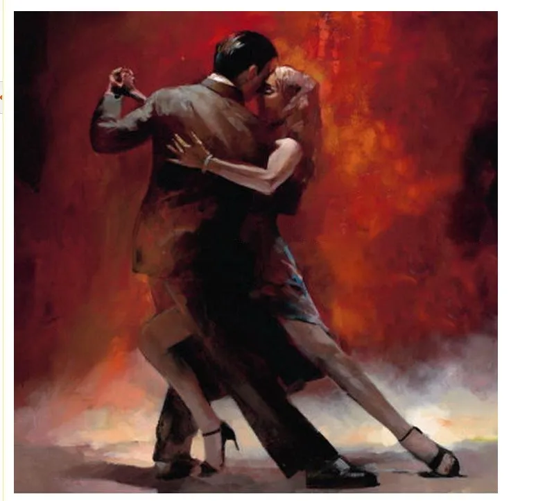 100% Handpainted Pictures Lover Tango Dance Modern Abstract Oil Painting On Canvas Wall Art For living room Home Decoration | Дом и сад