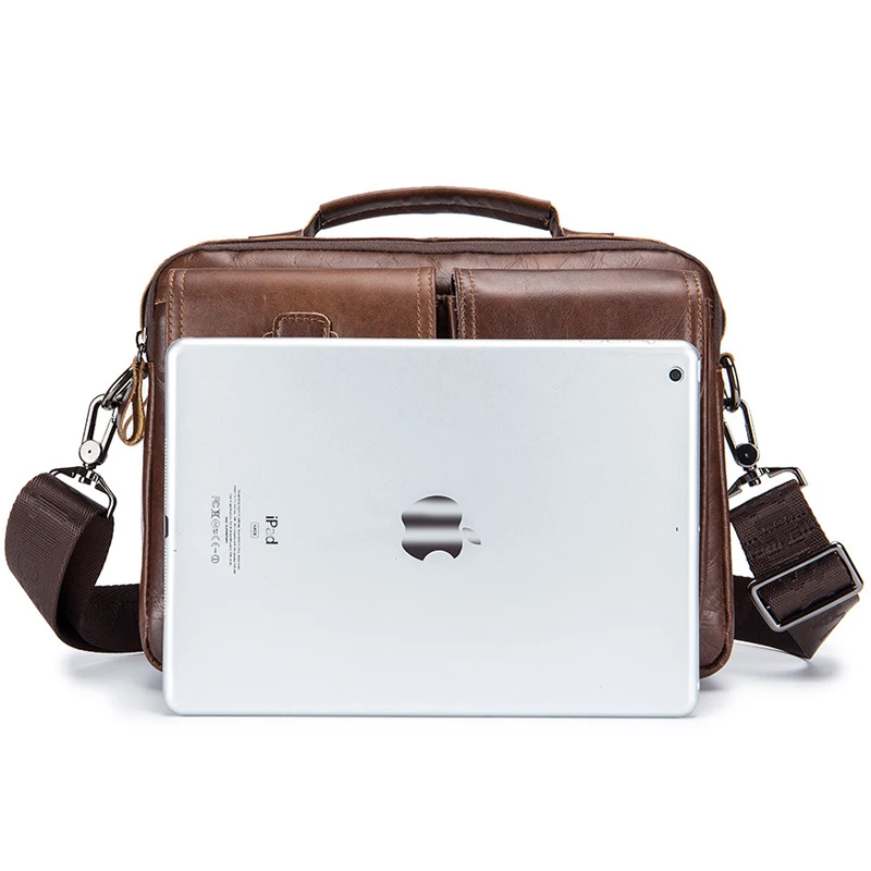 Promotions New Genuine Leather Men's Handbag Casual Business Man Shoulder Crossbody Bags Cowhide Large Capacity Travel Tote Bags