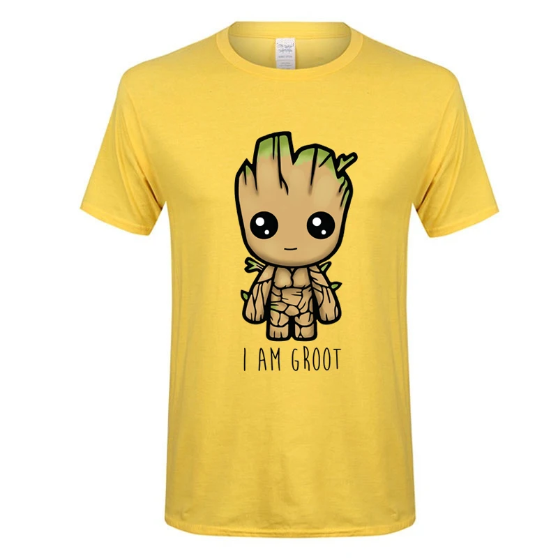 Yellow 1 Футболка Groot Мужская, Мстители, союз, модная летняя повседневная футболка для мальчиков и девочек г., брендовая футболка с короткими рукавами футболки в стиле хип-хоп с принтом - Цвет: Yellow 1