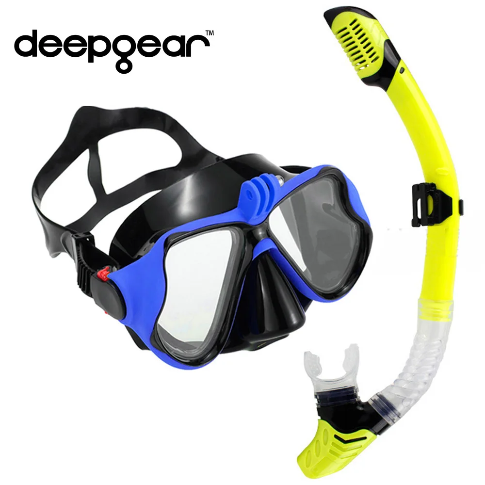 as picture Deepgear Дайвинг маска и Трубка Набор Близорукость Объектив Маска для gopro черный силиконовый Дайвинг маска сухая трубка оборудование - Цвет: as picture