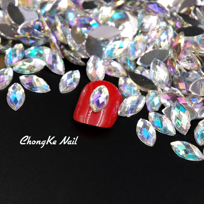 Высокое качество ногтей кристально чистый AB конский глаз дизайн Акриловые