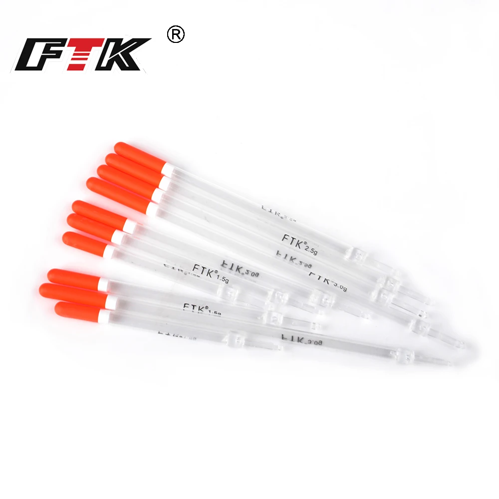 ФТК 10 шт./лот нейлон Пластик поплавок 1,0g/1,25g/1,5g/2,0g/2,5g/3,0g с украшением в виде кристаллов Пластик Рыболовные Поплавки трубки Набор рыболовные снасти