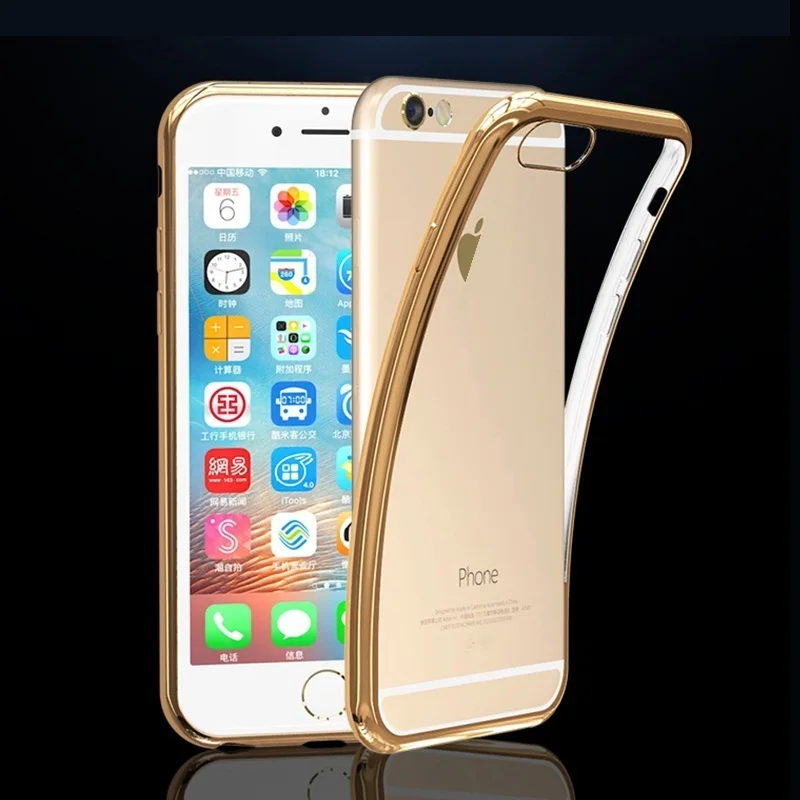 Luxury Case for iPhone 6s 6 7 Plus 5s 5 SE Cover Plating TPU Soft Rose Gold Silver Gray Fundas Funda Apple s |