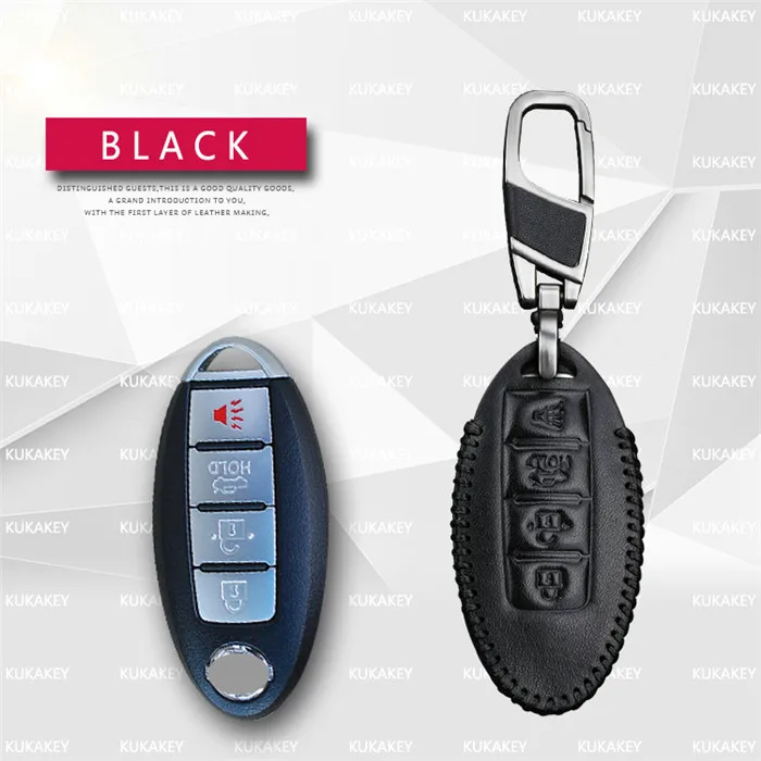 Чехол для ключей автомобиля для Nissan Qashqai Almera March Tiida аксессуары для интерьера авто держатель для ключей на сумку кошелек из натуральной кожи брелок крышка - Название цвета: 4 Button Black