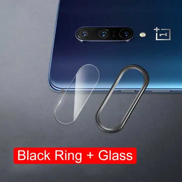 Black Ring Glass Закаленное стекло для объектива камеры для OnePlus 7 Pro 6T 6, чехол, Защитное стекло для экрана+ защитное кольцо для One Plus 7 6 T, пленка - Цвет: Black Ring Glass