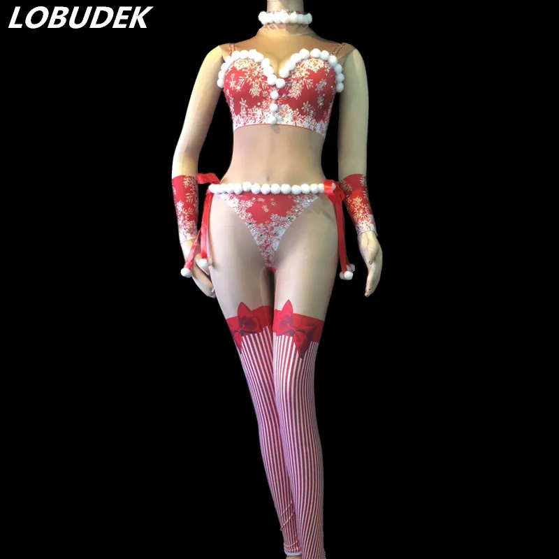 Рождественская одежда для вечеринки женский костюм ночного клуба бара танца
