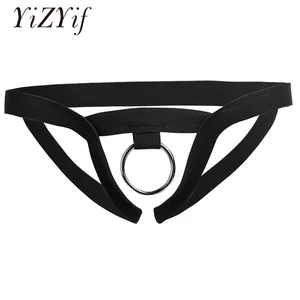 Стринги YiZYiF мужские с вырезами, пикантные стринги, Мужской Бандаж Трусы-стринги для геев, эластичное нижнее белье с круглым кольцом, бикини, трусы