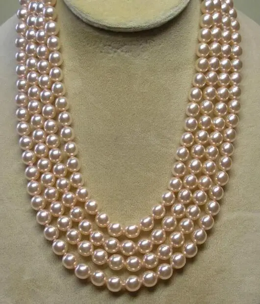 

Beautiful long 86" 9-10 mm round white pearl necklace