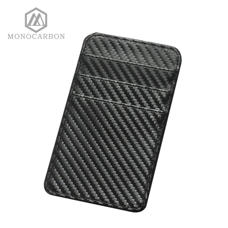 Мужской кошелек для карт MONOCARBON многофункциональный из полиуретана и углеродного