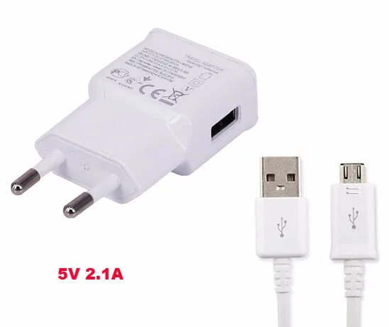 5V 2.1A ЕС вилка микро USB настенное зарядное устройство+ микро USB кабель для lenovo P1 Vibe Shot z90 LG G2 G3 G4 K4 K7 K8 zte blade L3 X3