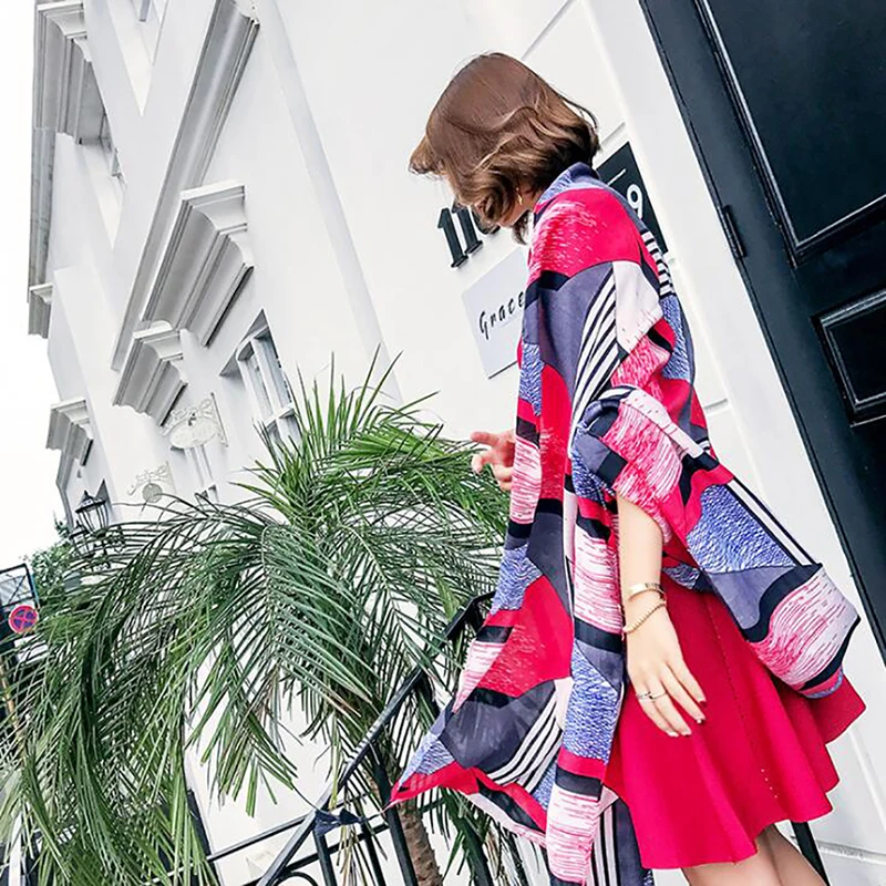 Модные шарфы для женщин шаль с принтом Шелковый сатиновый хиджаб шарф Женская