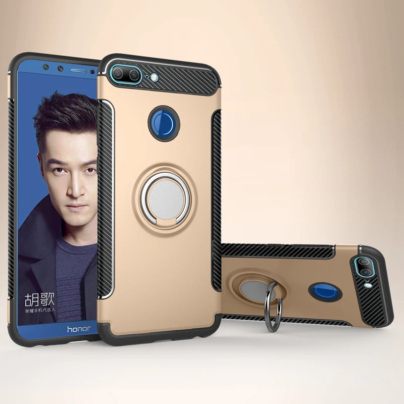Чехол-подставка для Huawei Honor 9 Lite металлическое кольцо-держатель чехол для телефона Honor9 Lite LLD-L31 LLD-L22A Жесткий ПК и ТПУ чехол на бампер Fundas
