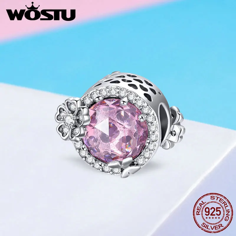 WOSTU, лидер продаж, настоящее 925 пробы, серебряный, сияющий, ромашка, подвески, бисер, подходят,, сделай сам, браслет, Европейский ювелирный подарок CQC904
