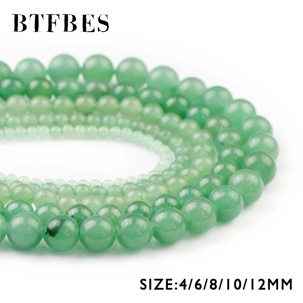 

Бусины из натурального камня BTFBES AAA Green Aventurine, круглые бусины россыпью 4/6/8/10/12 мм для самостоятельного изготовления ювелирных украшений, аксе...