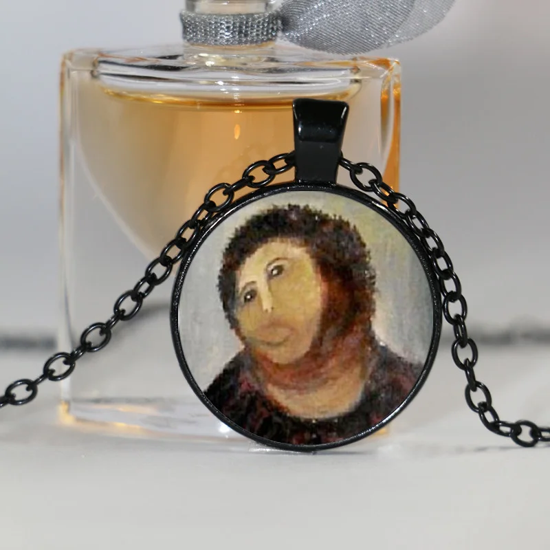 Кулон из стекла с кабошоном и изображением Иисуса|cabochon pendant|jesus face pendantface pendant |