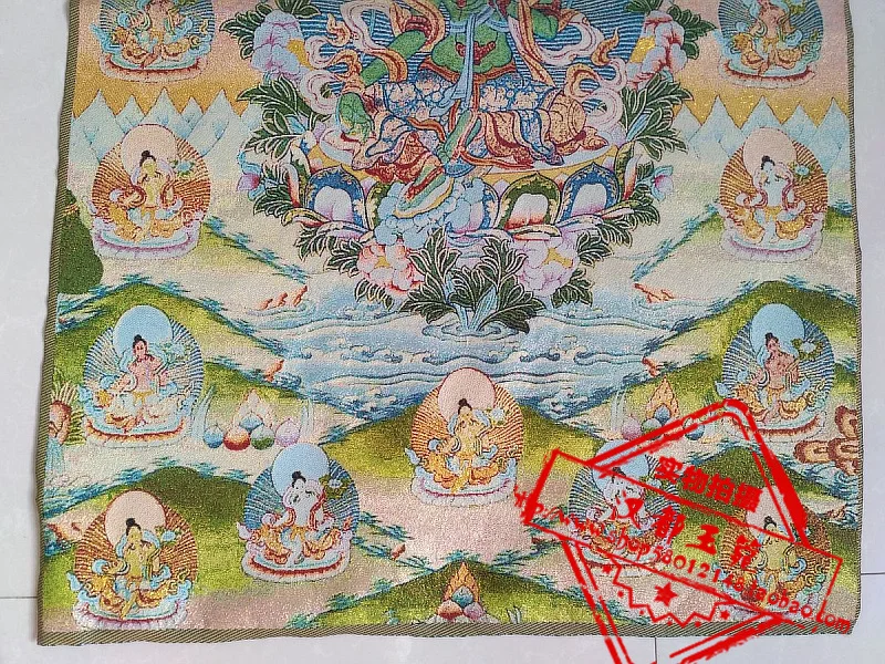 36 дюймов Тибетский шелк вышивка 21 зеленый Тара Будда Tangka Thangka картины семья настенная декорированная роспись