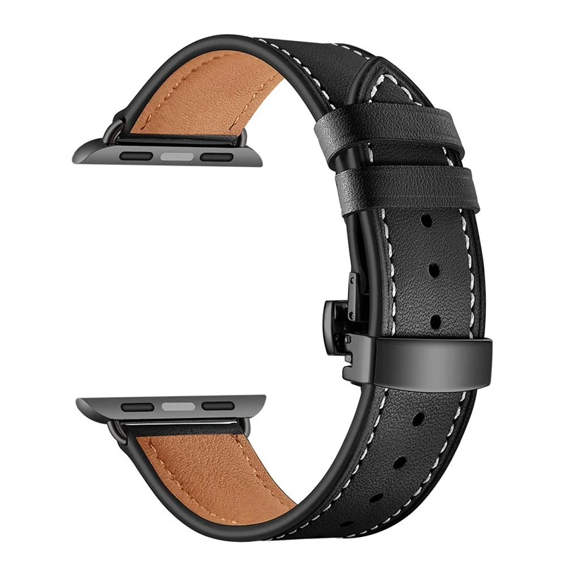 Ремешок из натуральной кожи для Apple Watch 4 Band 40 мм 44 сменный Браслет iWatch 1/2/3 38 42