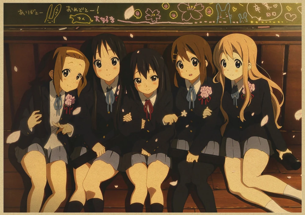 K-ON плакат из крафт-бумаги стикер стены японского аниме плакат из крафт-бумаги s домашний декор комнаты крафт-бумаги наклейки на стену