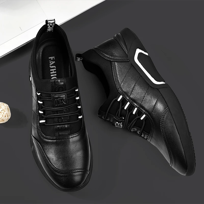 Men shoes casual fashion designer split leather for men breathable outdoor Slip on loafers sneakers Autumn men's L5 | Обувь