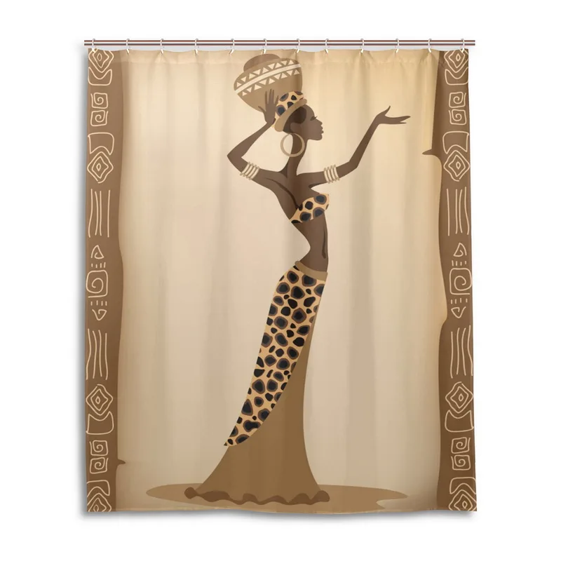 Полиэфирная занавеска для ванной в африканском стиле Женская душа иллюстрация