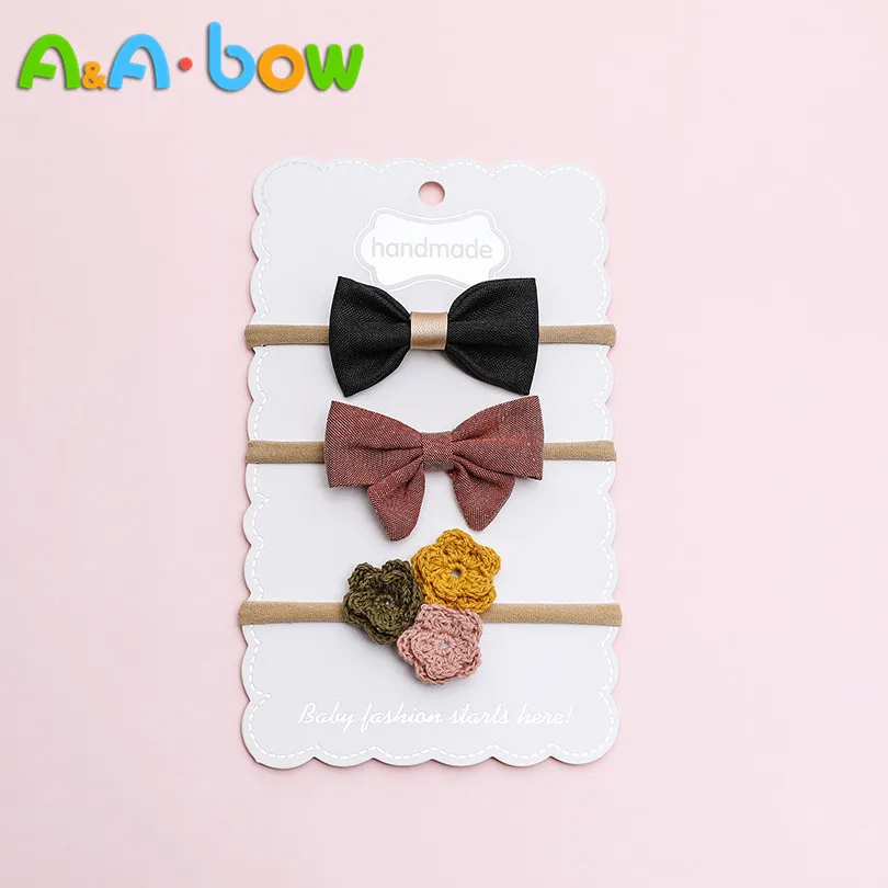 3Pcs/Set Cut Baby Bow Knot Nylon Headband Birthday Party leather bow Elastic Headbands Girls Butterfly Headwear Hair Accessories | Детская