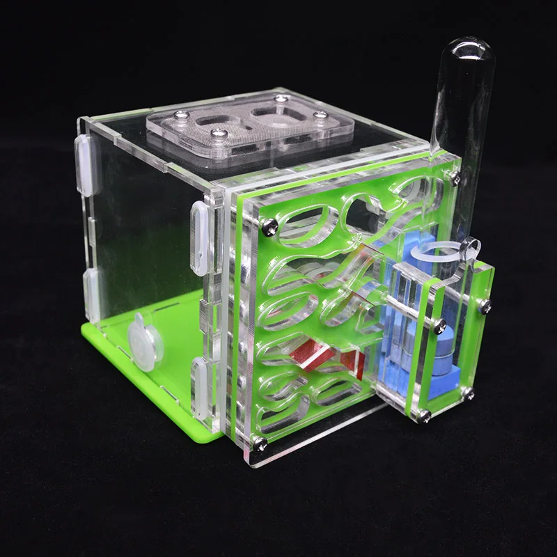 Зеленый DIY acryl Ant ферма Муравьиное гнездо с питанием площадка муравей дом для домашних животных Anthill мастерской муравей дом с увлажняющей водной башней 8*8*10 см - Цвет: Зеленый