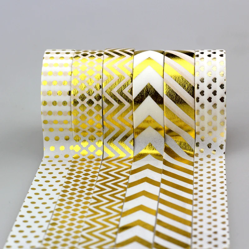 

15mm * 10m Adhesive Tape Gold Foil Masking Tape Set DIY Sticker Decorative Japanese Washi Tape Scrapbook Paper Photo Album Lot