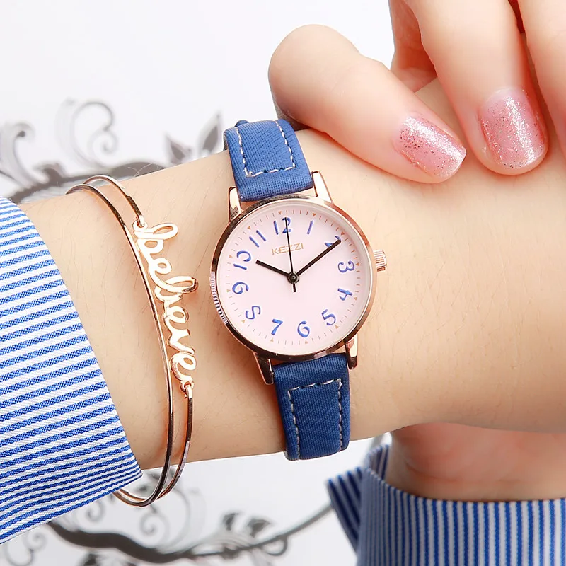 Новый бренд простой набор номера маленький ремешок винтажные женские часы в