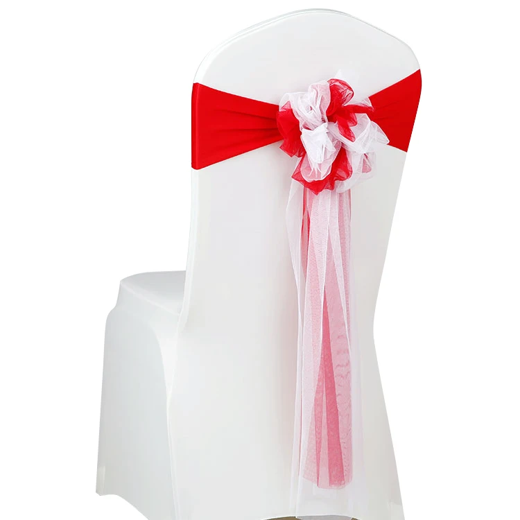 

100pcs/lot Stretch Chiffon Fabric Chair Sash Chair Cover Band Organza Flower Chair Cover Sashes Bows Party Weddings Decoration