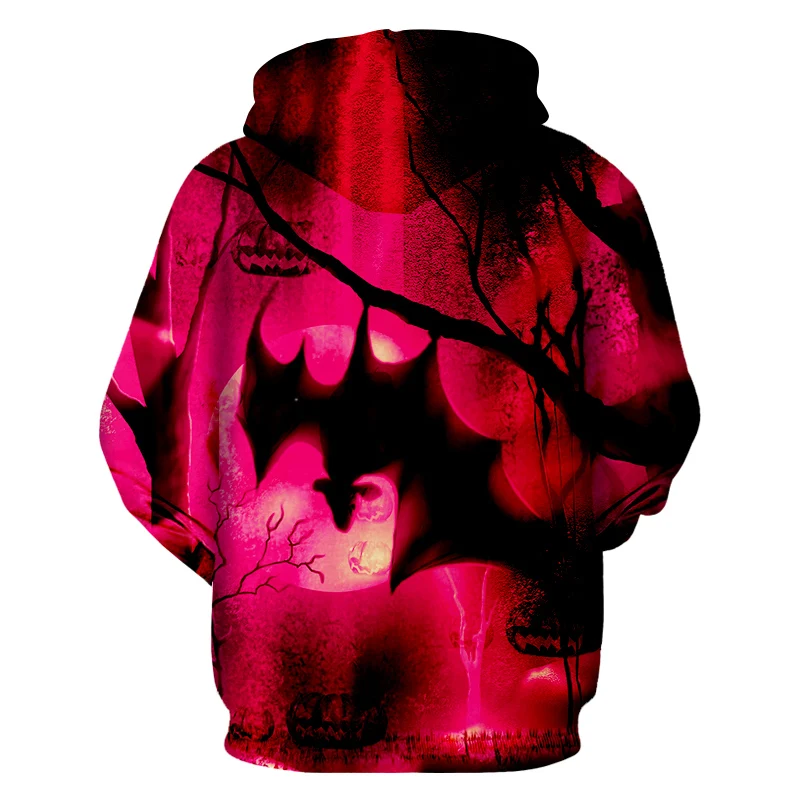 Толстовка мужская на молнии с 3D-принтом Луны и летучей мыши | Мужская одежда