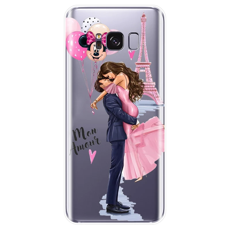 Модный Черный Коричневый чехол для телефона с волосами мамы и дочки Samsung Galaxy S6 S6EDGE