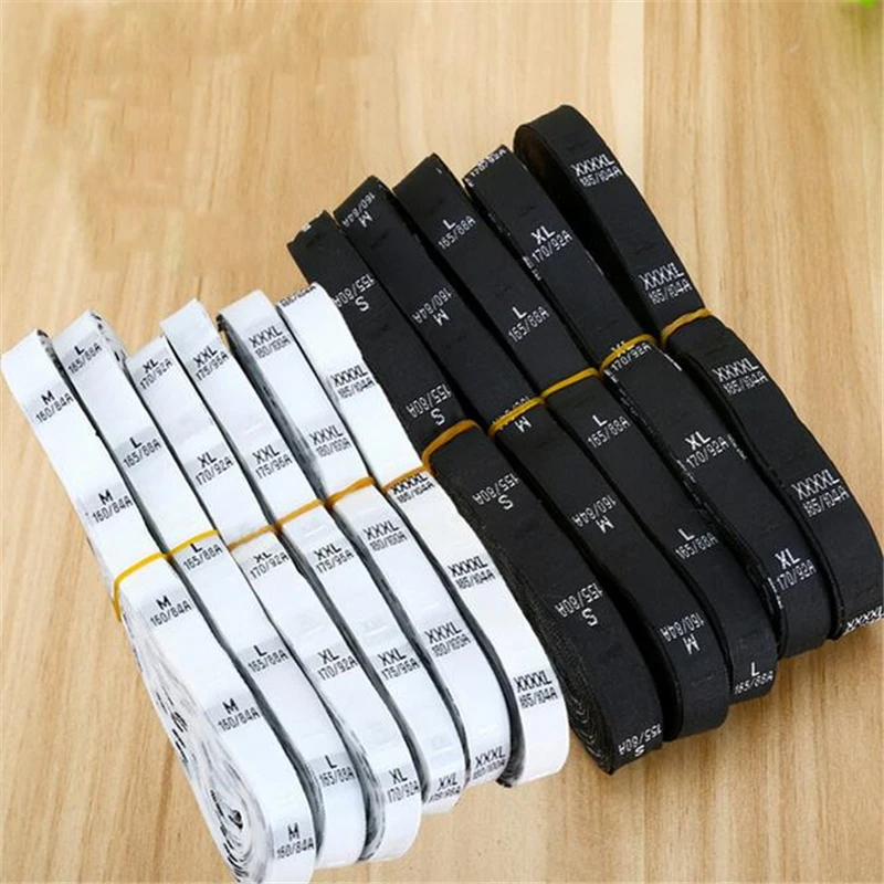 DoreenBeads ярлыки размера одежды тканые бирки XS-2XL белый черный 32 мм(1 2/") x 12 мм(4/8") 1 рулон(около 400 шт