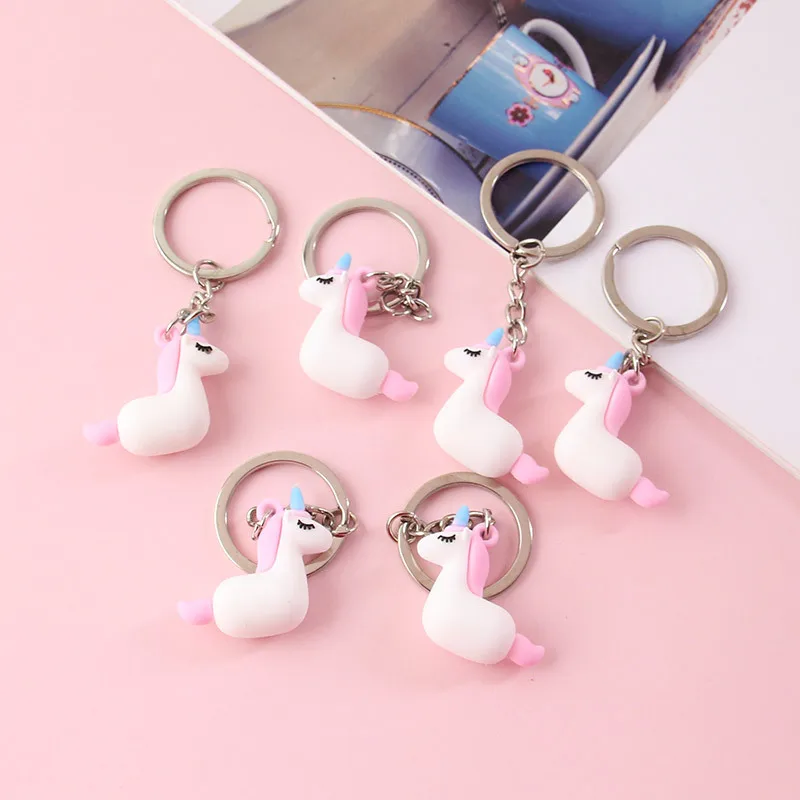 Единорог брелок мультфильм милые розовые женские силиконовый лошадь для Пара