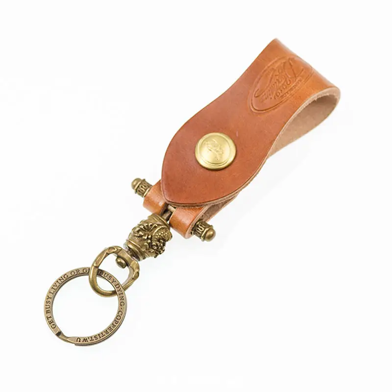 Type 1 Coppertist. wu благоприятный Карп кожаный брелок латунный брелок для ключей ручной работы Золотое модное кольцо для ключей с сумочкой кулон ручной работы - Цвет: Type 1