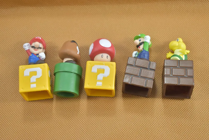 5pcs/lot Super Mario Figure Model Dolls Block Goomba Luigi Koopa Troopa Mushroom Mini Figures Toys Gifts Home Decor | Игрушки и хобби