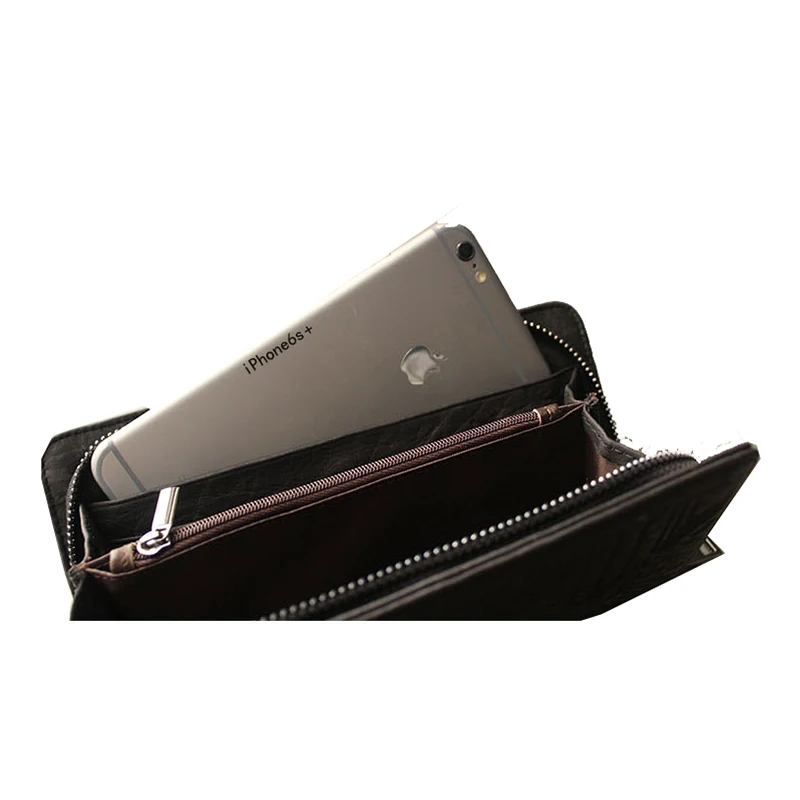 Женский винтажный кошелек из натуральной кожи с тиснением вместительный Длинный