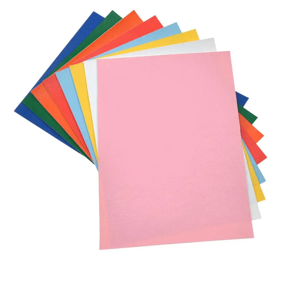8pcs A4 Mixed color3 Сплошной цвет A4/A5 Личи Текстура зерна искусственная кожа ткань листы хлопок обратно для сережек волос банты, повязка на голову, бумажник решений - Цвет: 8pcs A4 Mixed color3