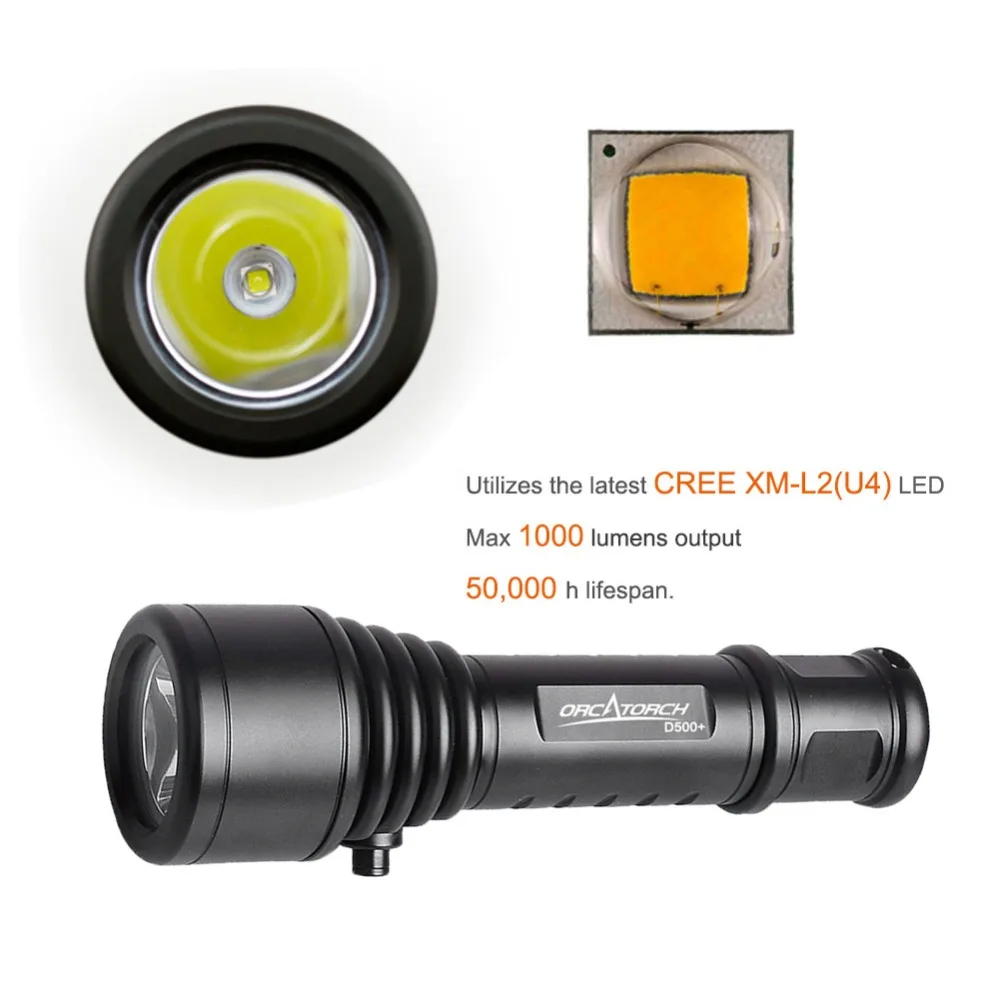 ORCATORCH D500 светодиодный фонарь для дайвинга CREE XML2 U4 портативный фонарик лучший