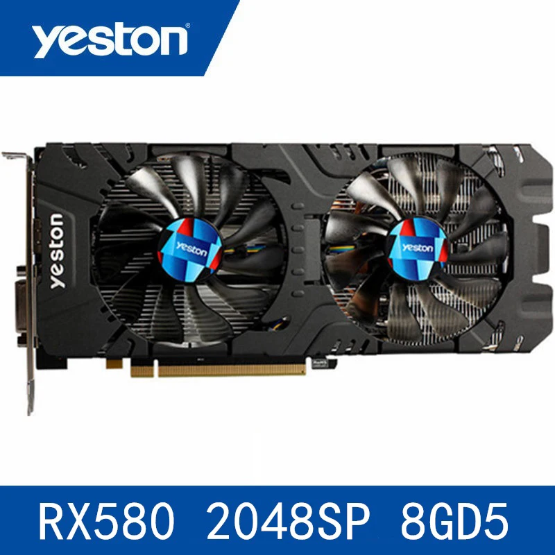 Yeston Radeon Rx580 2048 Sp-8G Gddr5 Pci Express X16 3,0 видеоигр Графика карты внешняя видеокарта для настольных компьютеров