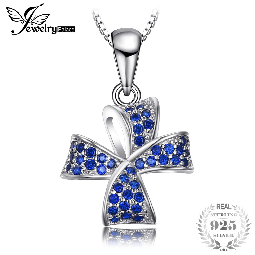Jewelrypalace Цветок Узел 0.22ct создан синий шпинель проложить кулон soild стерлингового