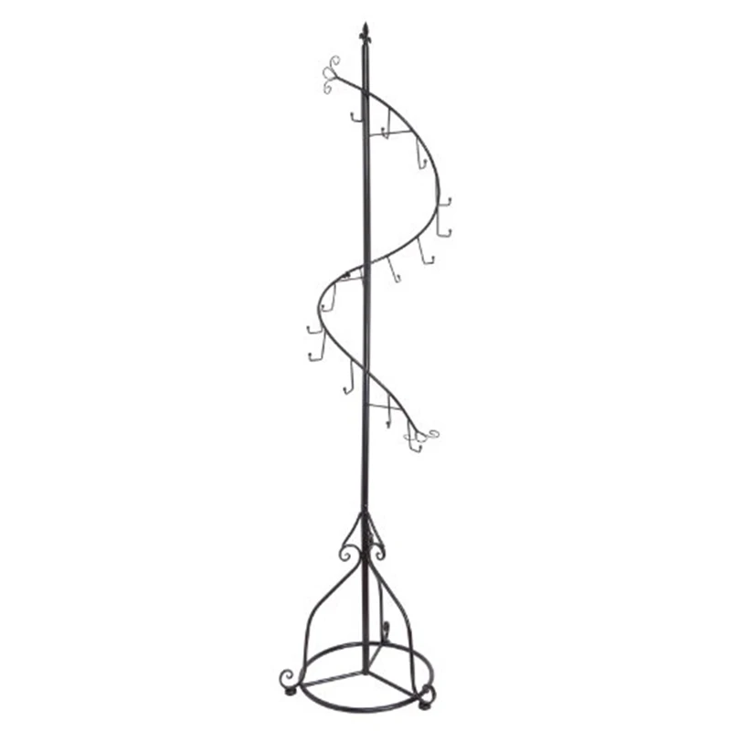 Elegant Black Metal 14 Hook Spiral Coat Hanger Bag Display Garment Rack Stand