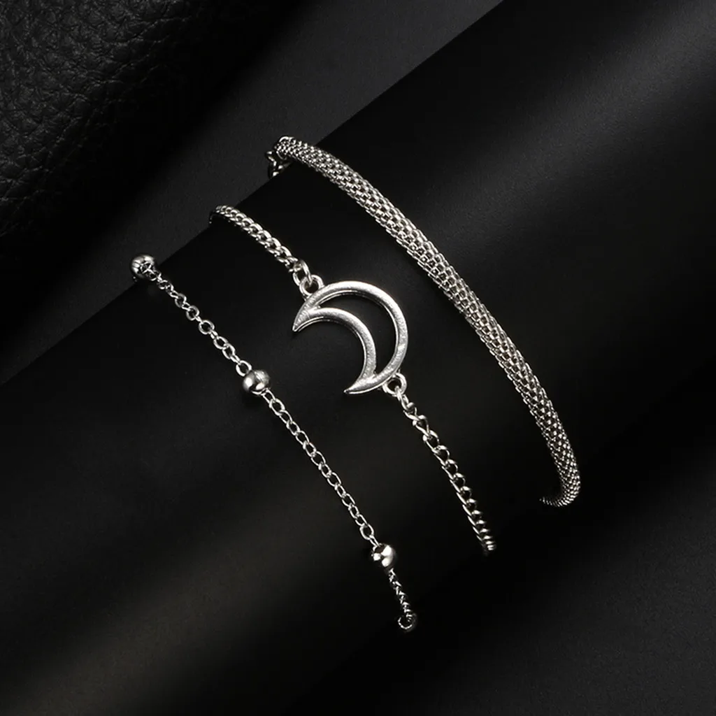 Модный Серебряный Простой полый полумесяц из бисера Женский Комбинированный