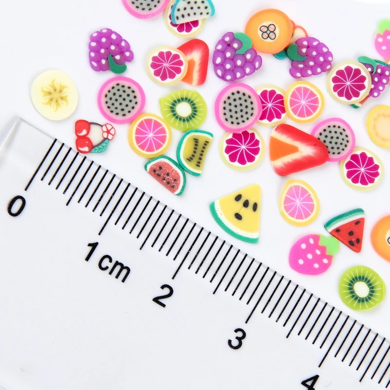 Беззеркальный красочный фруктовый дизайн в колесиках Fimo наклейки для ногтей