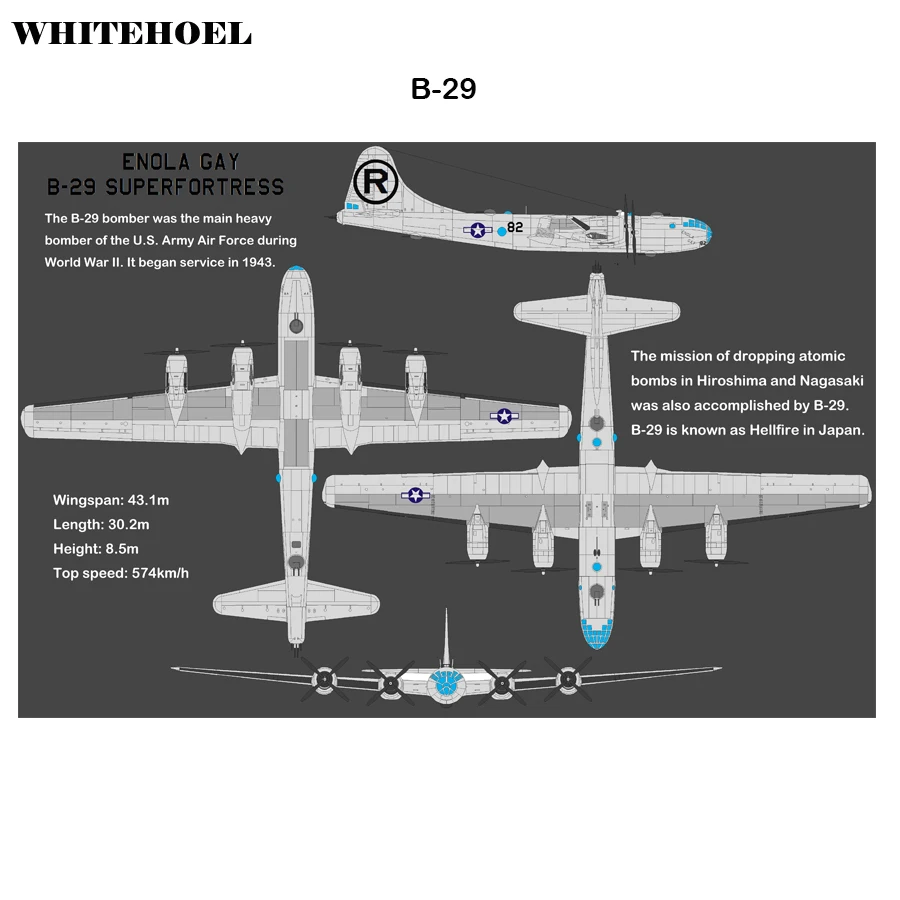 Настенная Современная декоративная картина авиационная B29 F35 Su57 анализ военных