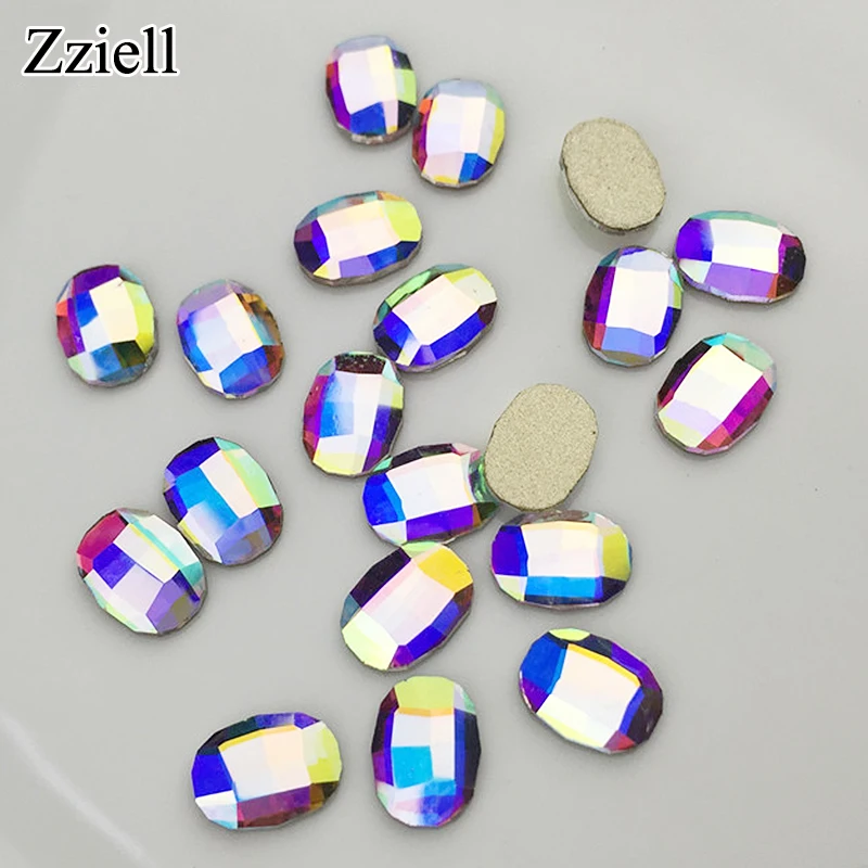 Zziell 10 шт Кристальные блестящие 3D Стразы для дизайна ногтей AB Красочные конские